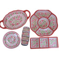 5pc. Melamine Serving Set Floral Tortilla Warmer, Taco Holder, Dip/Chip Tray NEW