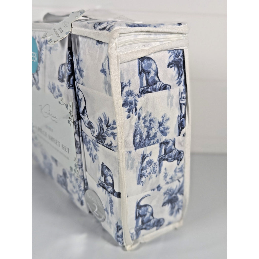 KINDRED HOME 6 pc Dogs, Floral design Queen Sheet Set 2 EX Pillowcases