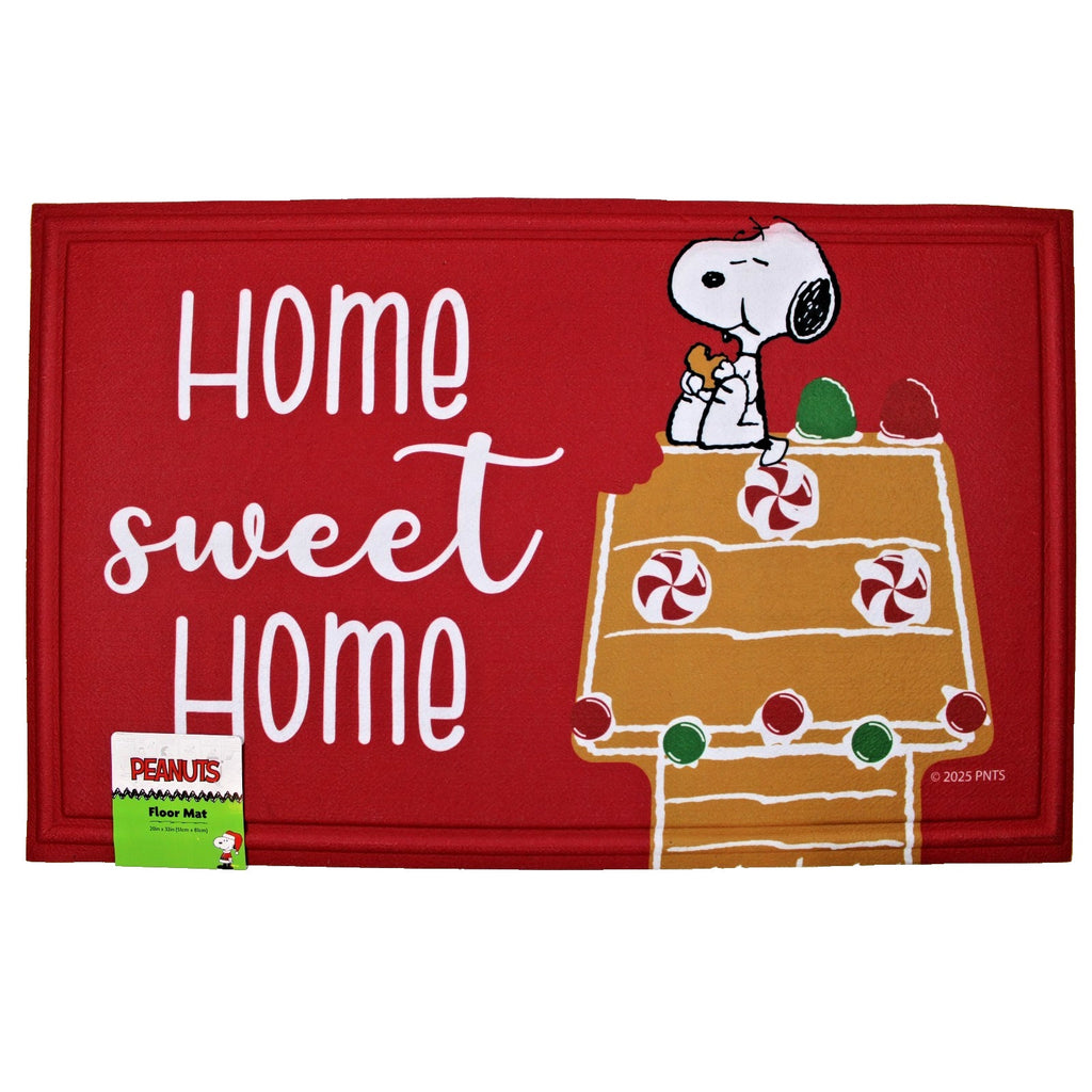 PEANUTS Snoopy Eating a Gingerbread Doghouse, Candy Gumdrops Floor Mat 20"x32"