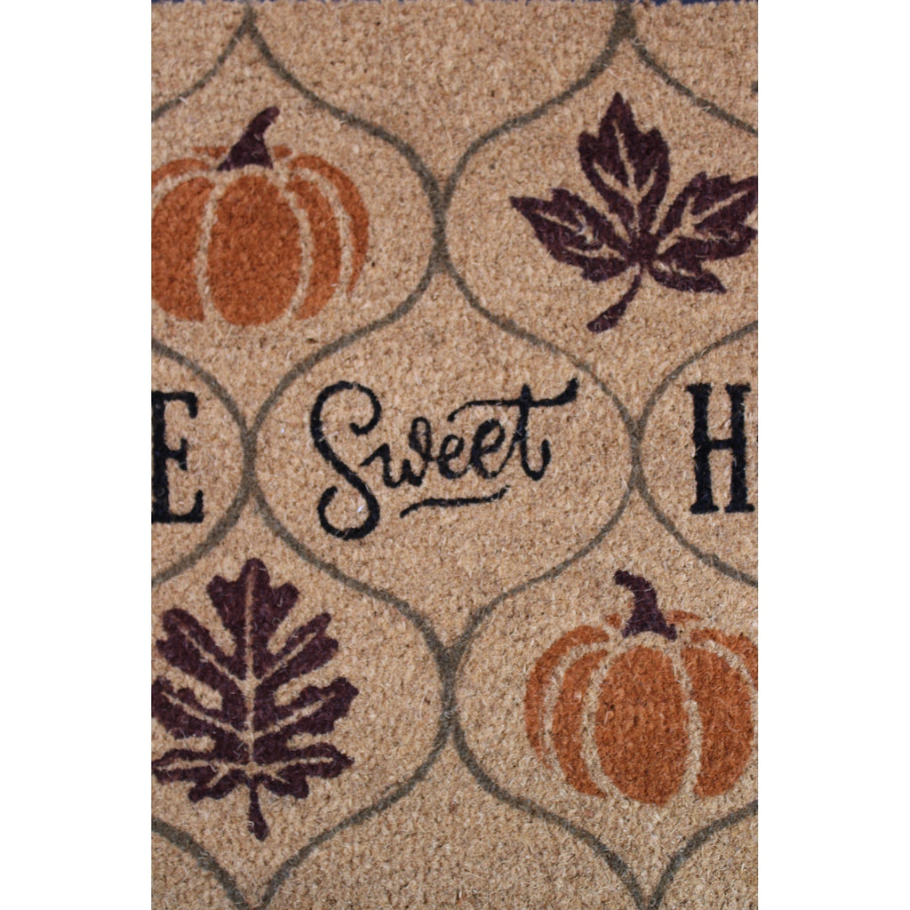 Home Sweet Home Pumpkin Maple Leaves Heavy-Duty 5lb. Coir Mat Non Slip 20"x32"