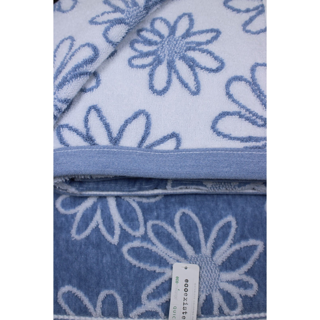 Blue Daisy 4pc. Towel Set - 2 Hand 2 Bath, Ecoexistence-Reversible Quick Dry