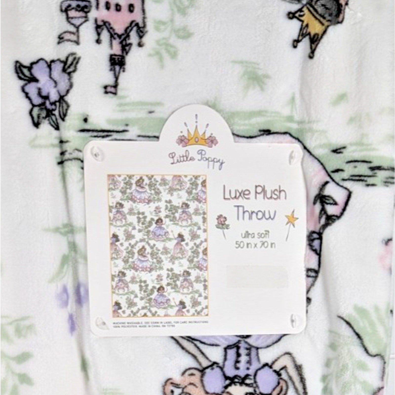 Little Poppy Luxe Plush Throw 50"x70" Princess, Castle, Floral Ultra Soft, NEW
