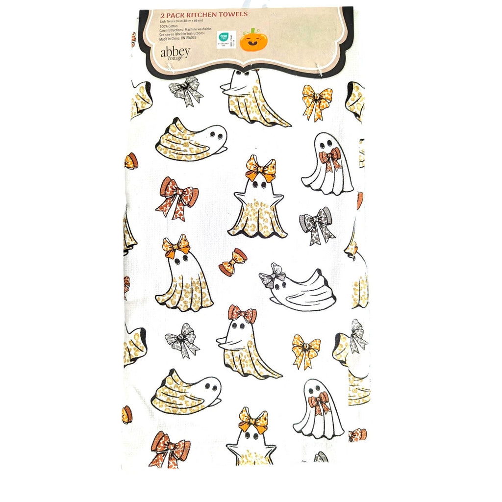 Abby Cotton - 2Pack Kitchen Towels 16"x26" Ghosts Halloween, Bows