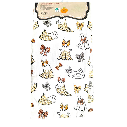 Abby Cotton - 2Pack Kitchen Towels 16"x26" Ghosts Halloween, Bows
