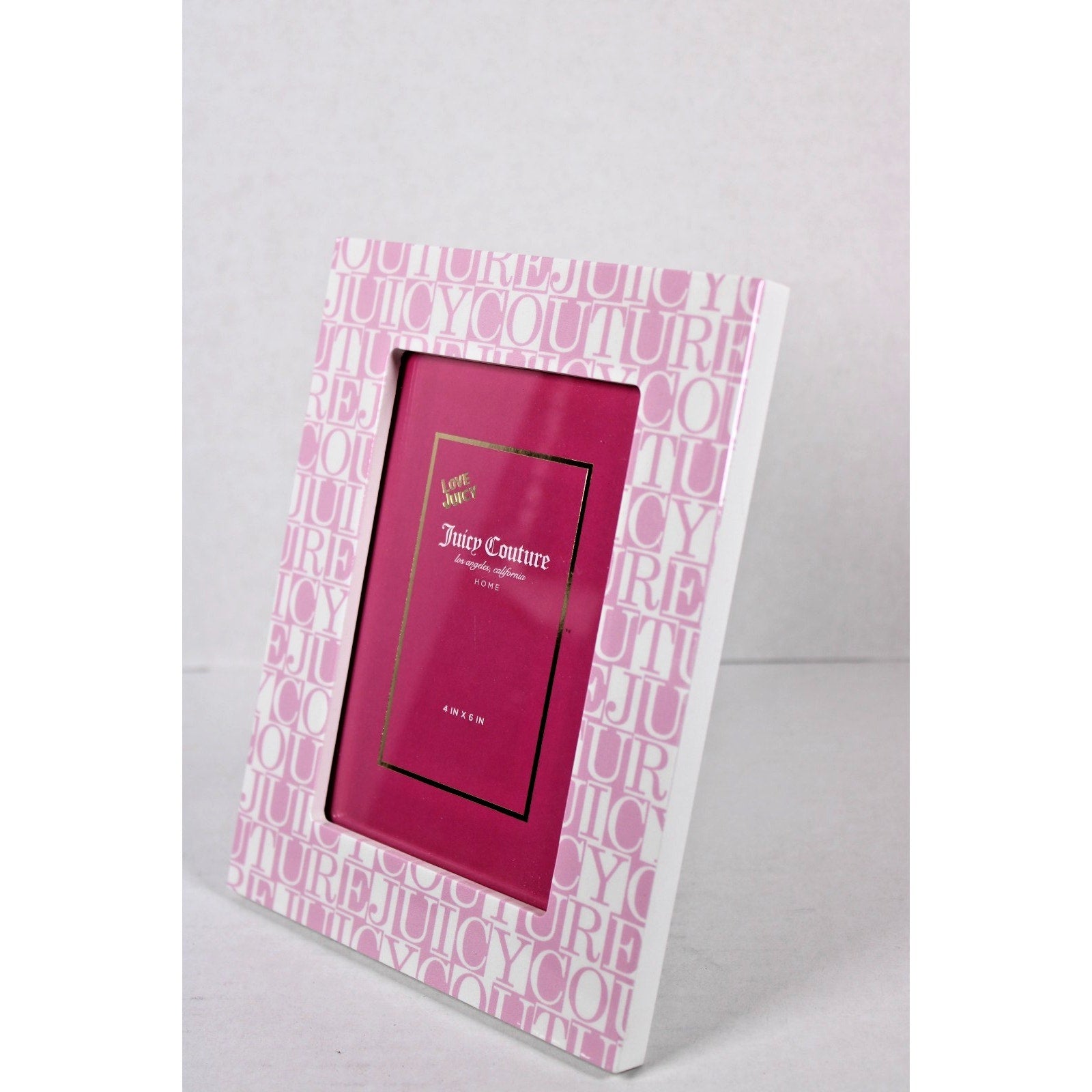 Juicy Couture 4x6 Picture Frame, Pink, White table easel