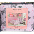 Juicy Couture Lavender w/Leopard Butterflies & Hearts FULL Comforter & Shams Set
