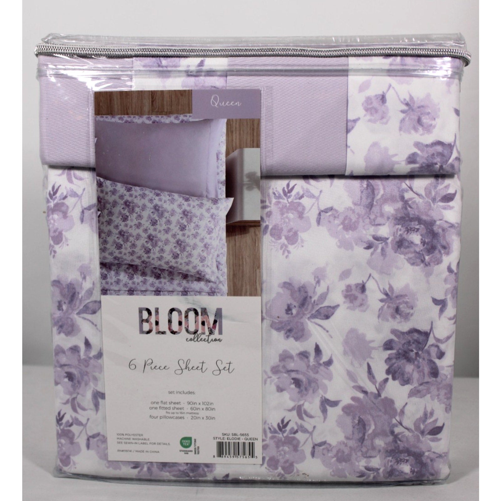 Bloom Collection 6 Pc Queen Sheet Set Purple Floral