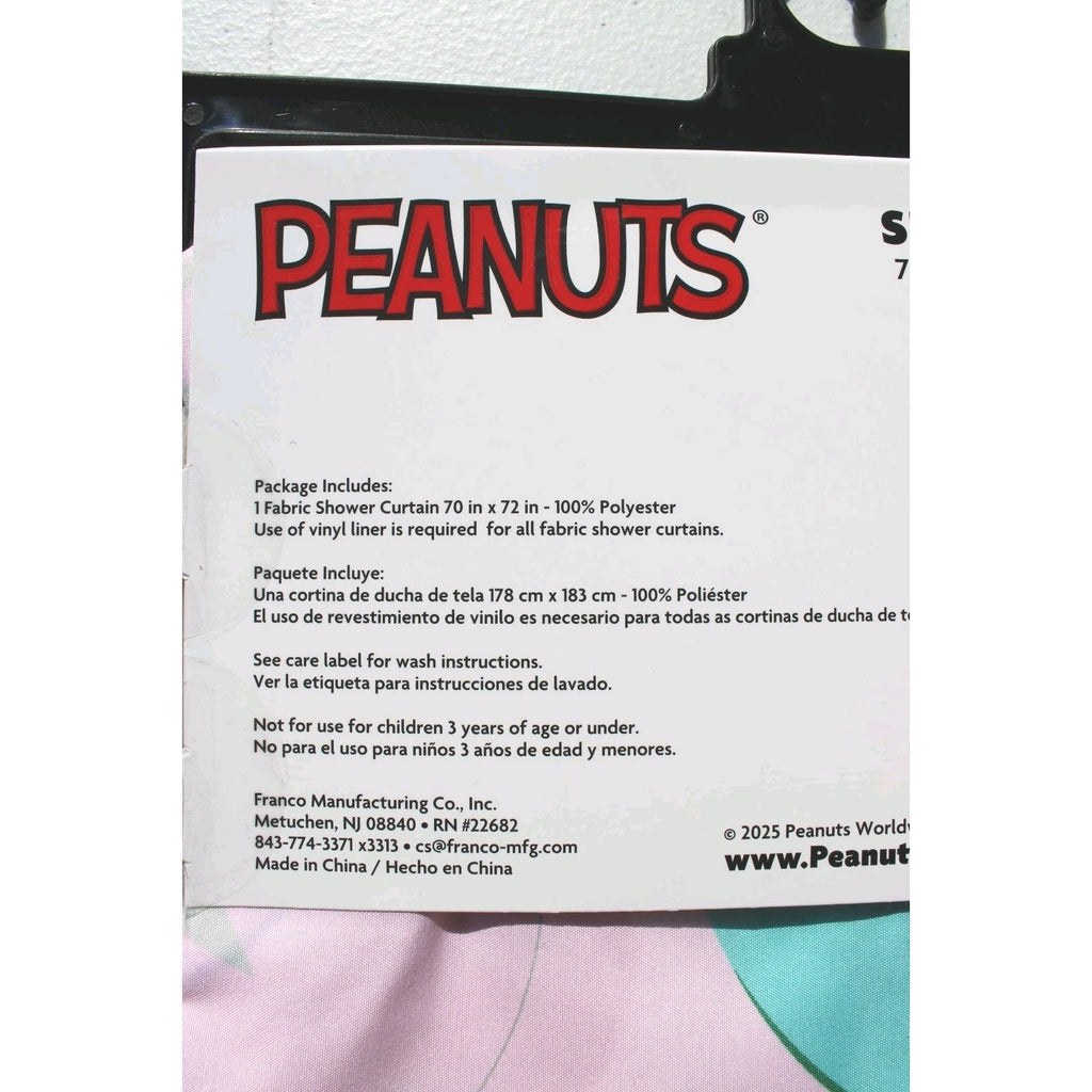 Peanuts Snoopy & Woodstock Christmas Ornaments Shower Curtain PINK 70x72 NEW