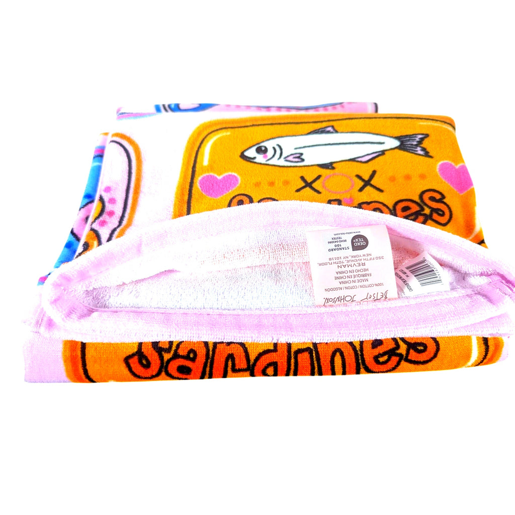 Betsey Johnson Beach Towel 36"x68" Sardines, 100% Cotton