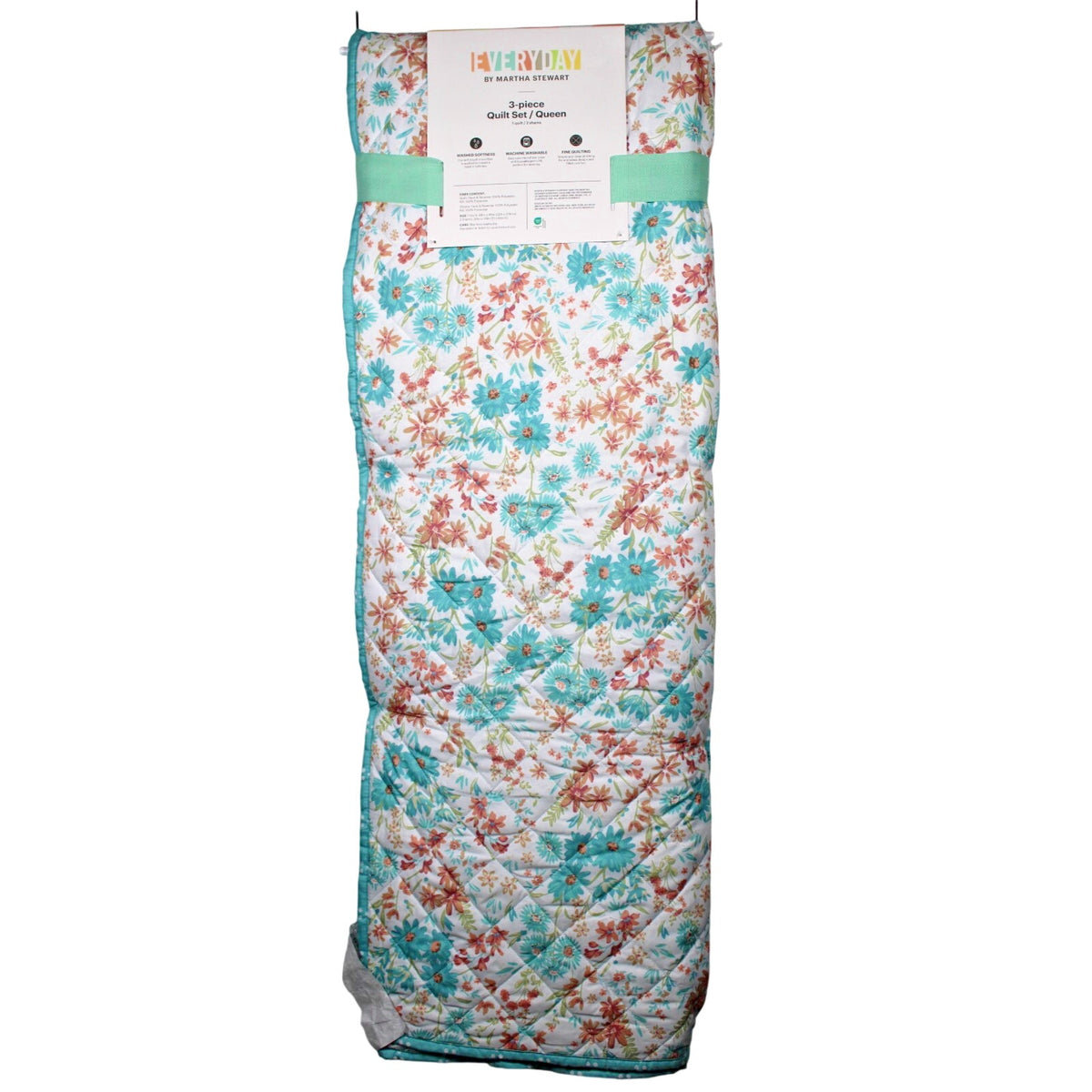 Martha Stewart Queen Quilt Set – 3-Piece Floral Bedding -Soft Quilt & 2 Shams