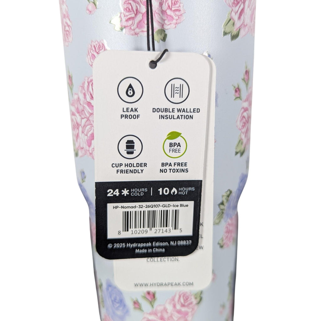Hydrapeak Nomad 32oz Tumbler Artisan Collection Ice Blue Floral