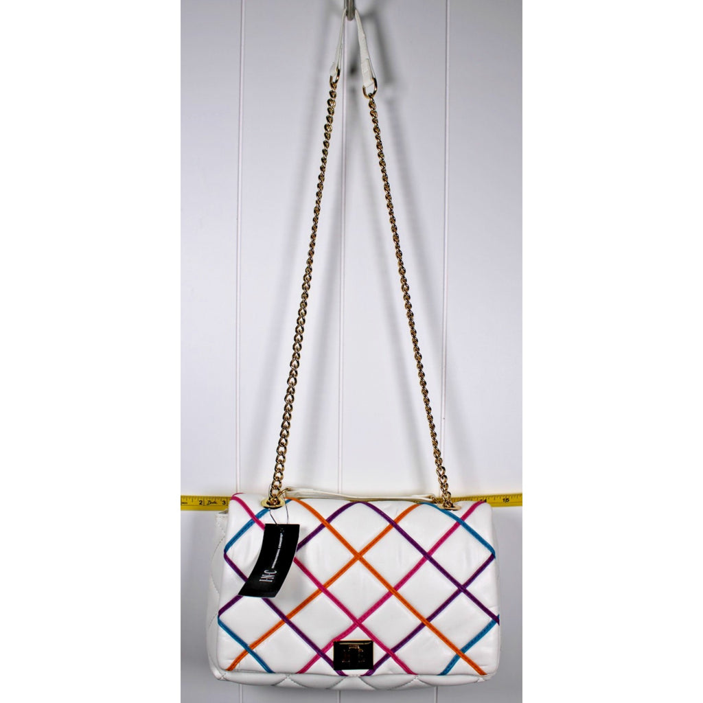 I.N.C. AJAE Flap Crossbody Soft Quilted Vanilla Multi w/ Dual Use Handle