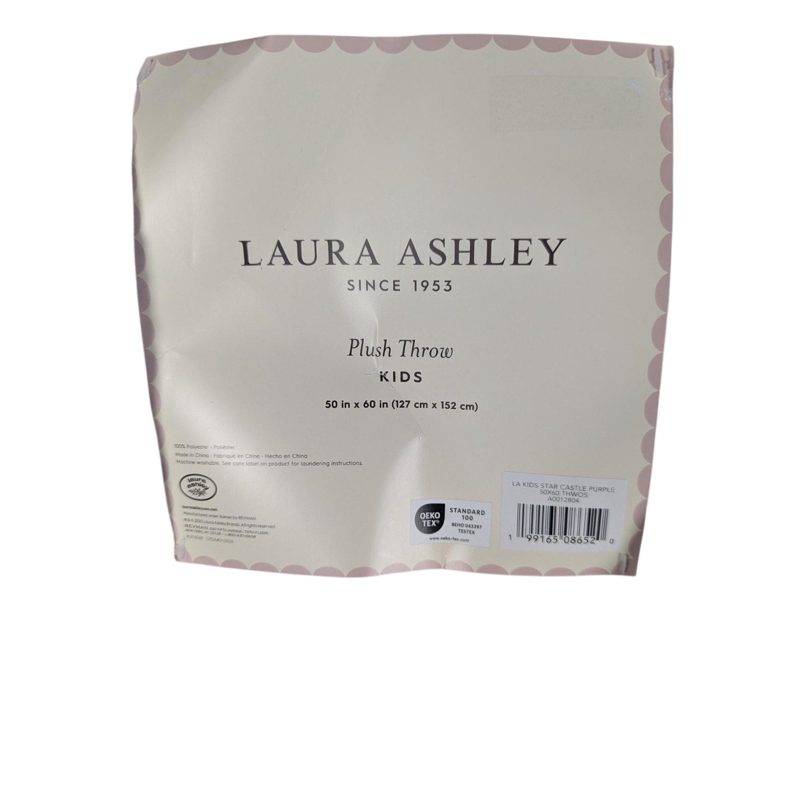 LAURA ASHLEY Plush Throw Kids 50"x60" Castles, Stars, Crown, Fairies, Wand New
