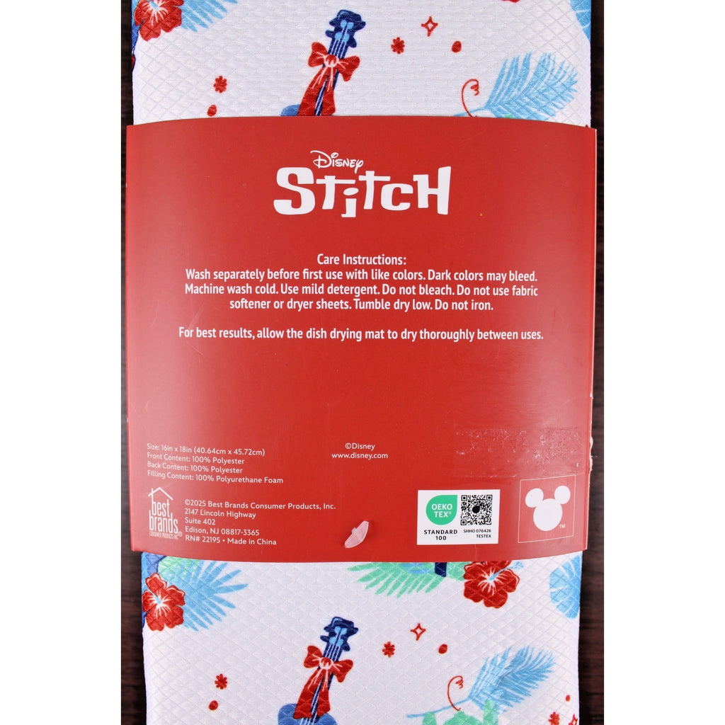 Disney Santa Hat Stitch Hawaiian Aloha Christmas Dish Drying Mat 16”x18”