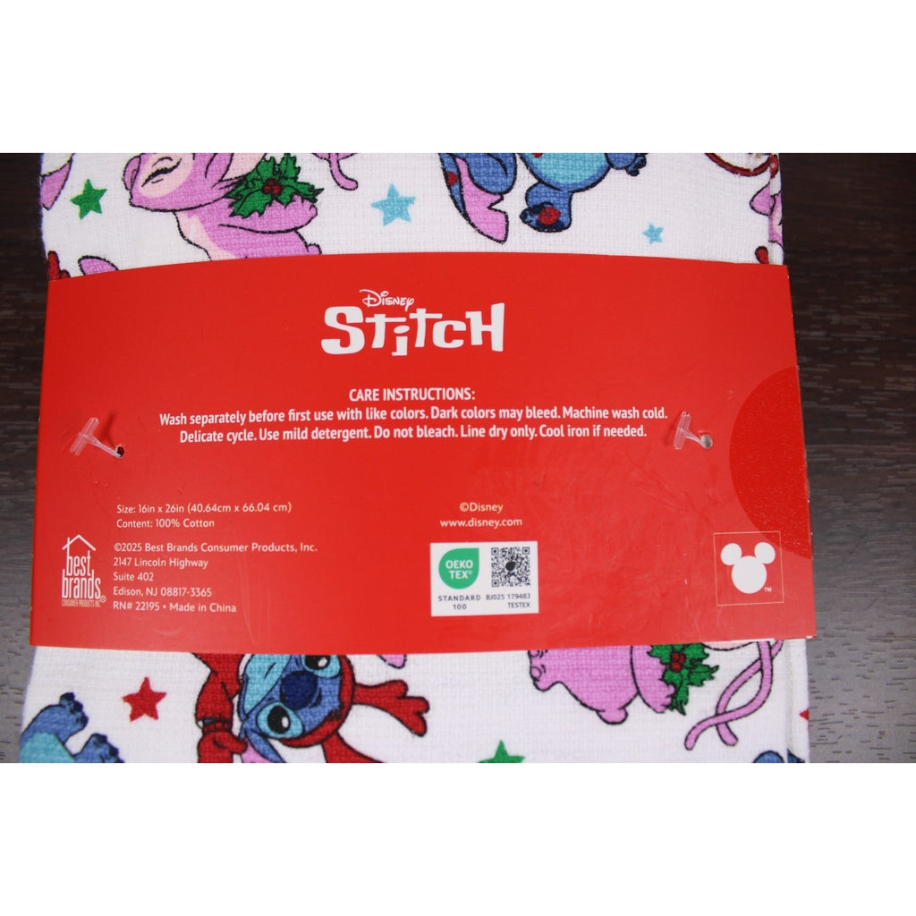 Disney Stitch & Angel Cotton Kitchen Towels – Set of 3 – Christmas Holid fun day