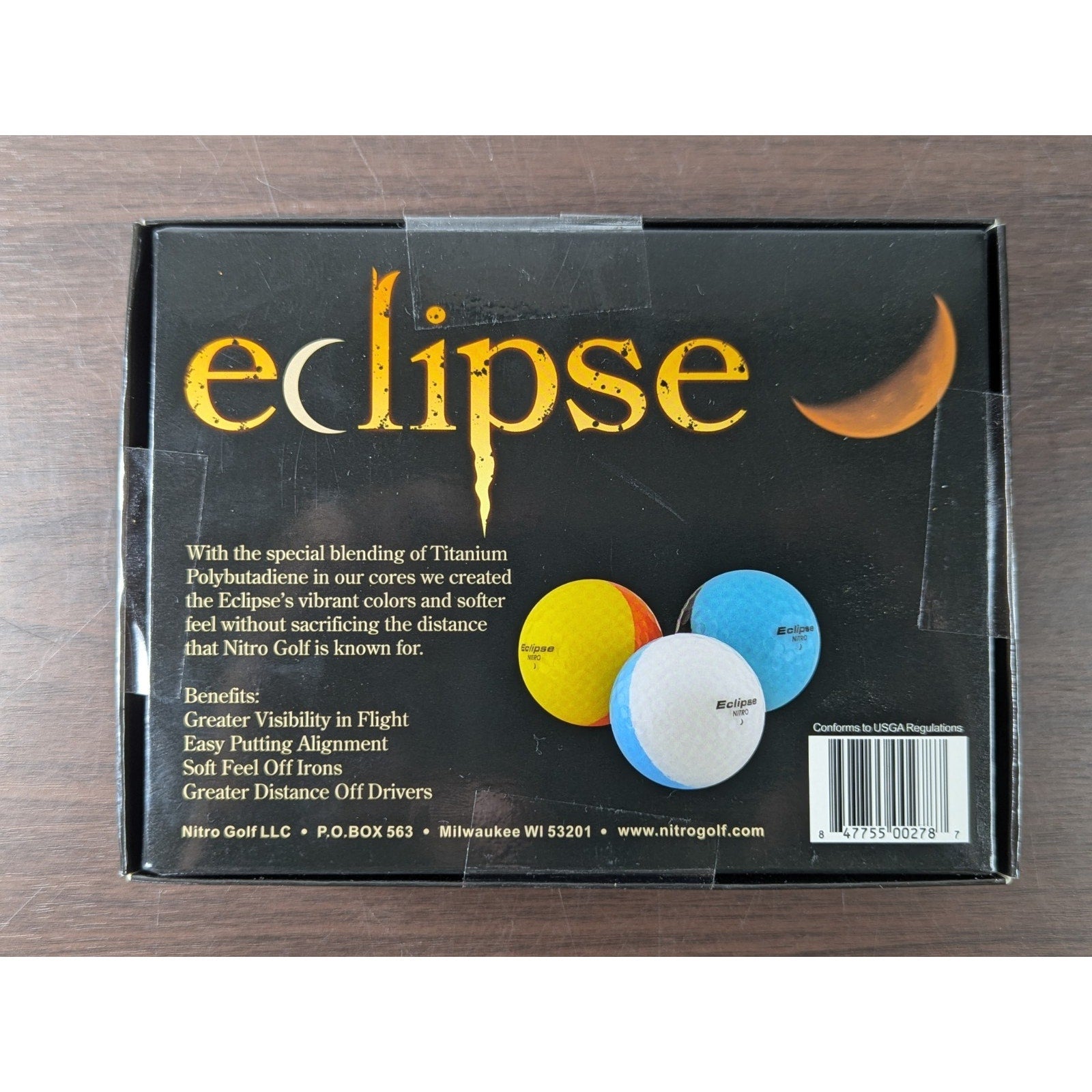 NITRO Eclipse Golf Balls, White & Multi Color Half Tone - 12 Pack NEW