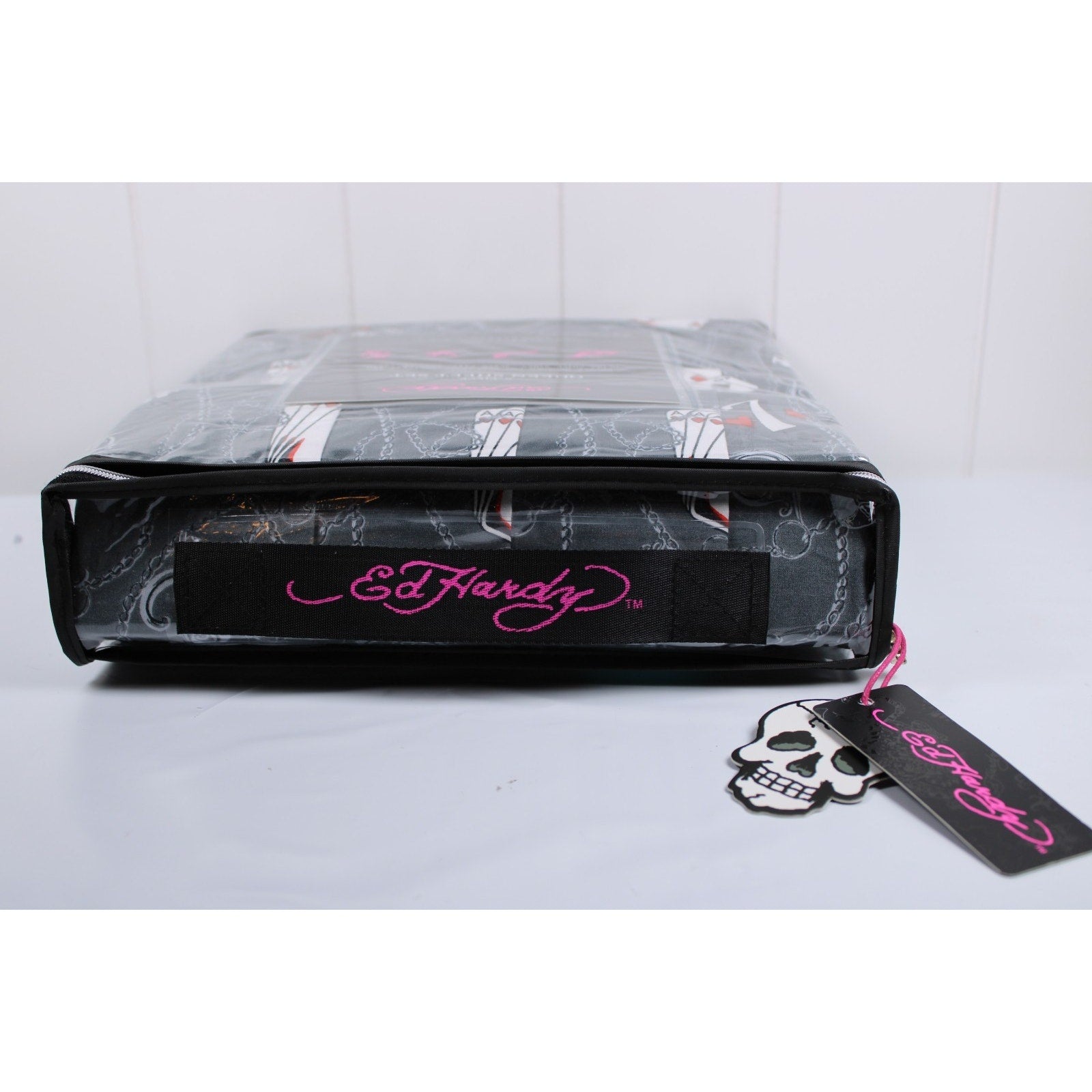 Ed Hardy 6 piece Queen Sheet Set Grey w/Cards &Tattoo Print with 4 Pillowcases