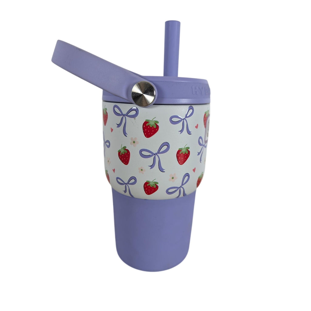 Hydroflow Edge 14oz Double Stainless. 12hrs Cold, BPA Free, Strawberries -Bows