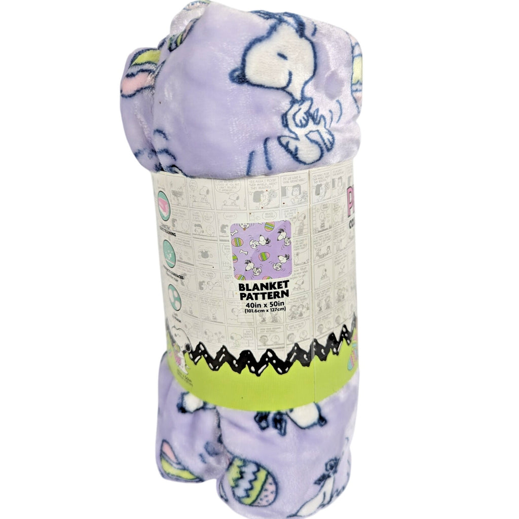 PEANUTS Cozy Sherpa Blanket for Pets - Snoopy, Easter Eggs, Bone, 40” X 50” NEW