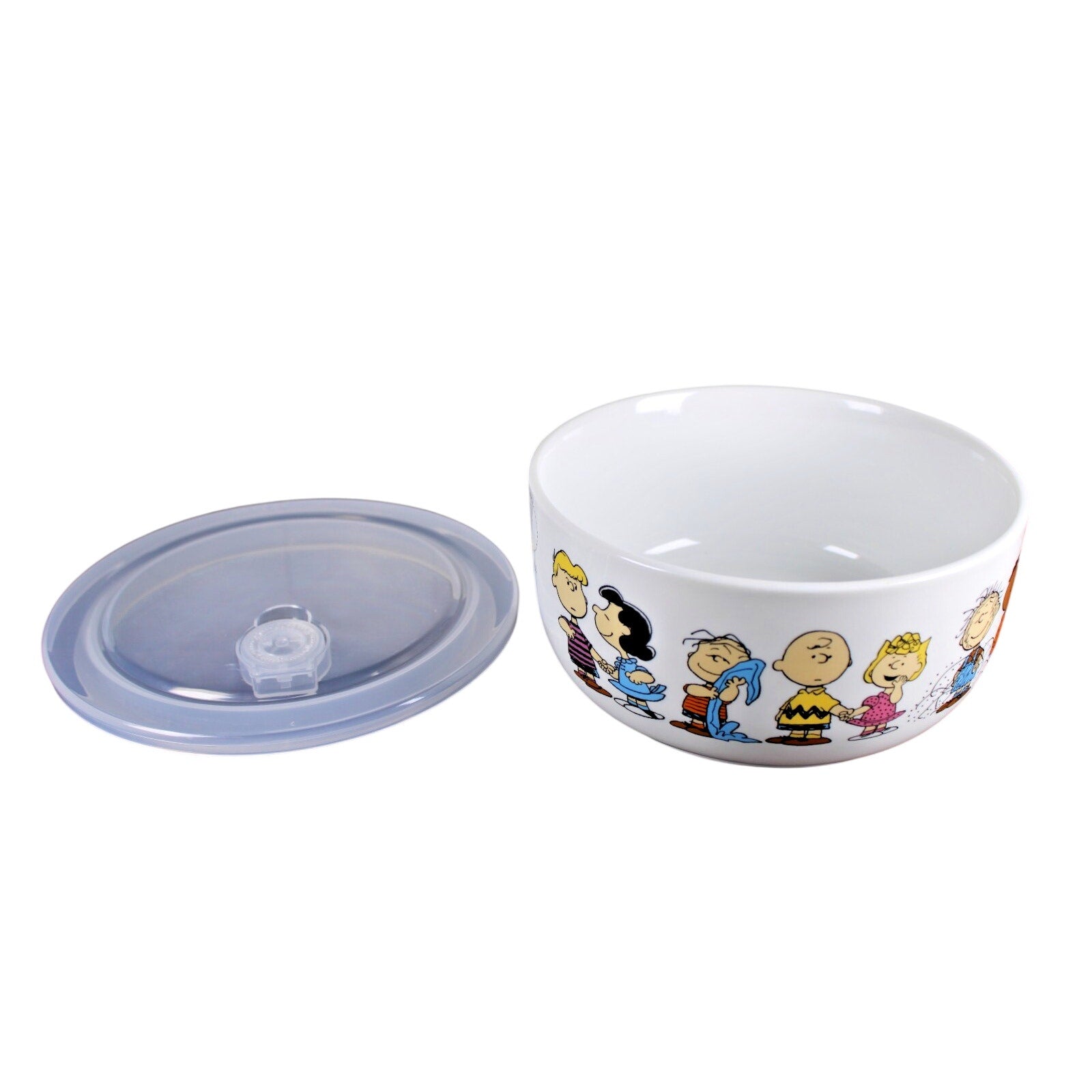 Peanuts Snoopy Gang Pressure Vent Lid Food Storage Container Bowl Ceramic 7" NEW