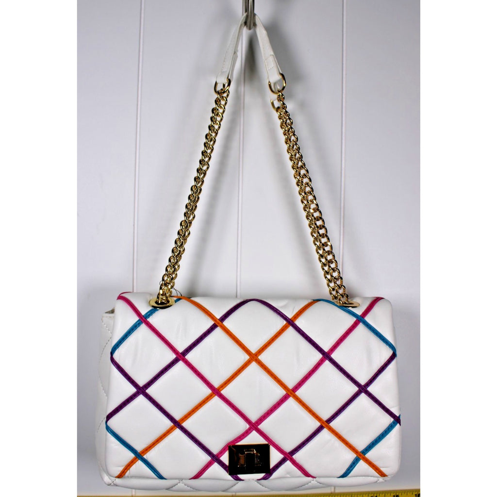 I.N.C. AJAE Flap Crossbody Soft Quilted Vanilla Multi w/ Dual Use Handle