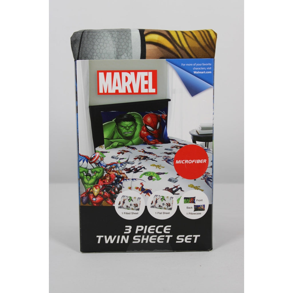 Marvel AVENGERS Twin Sheet Set 1 Fitted 1 Flat Sheet 1 Pillowcase 3 Piece