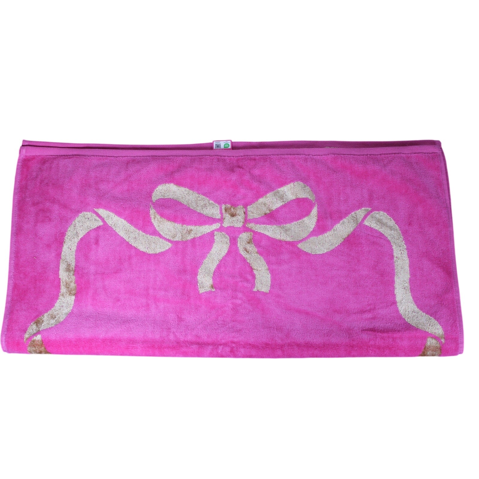 JUICY COUTURE 2psc. PINK FUCHSIA GOLD BOW TIE COTTON VISCOSE Soft 1 BATH 1 HAND TOWEL