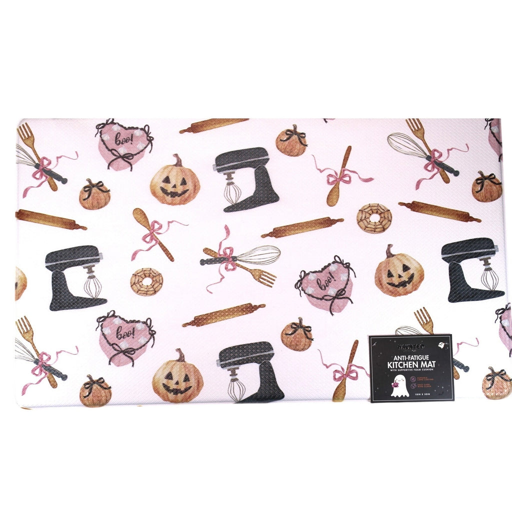 Haunted Little Home Anti-Fatigue Kitchen Mat Halloween 18x30, Pumpkins, Mixer