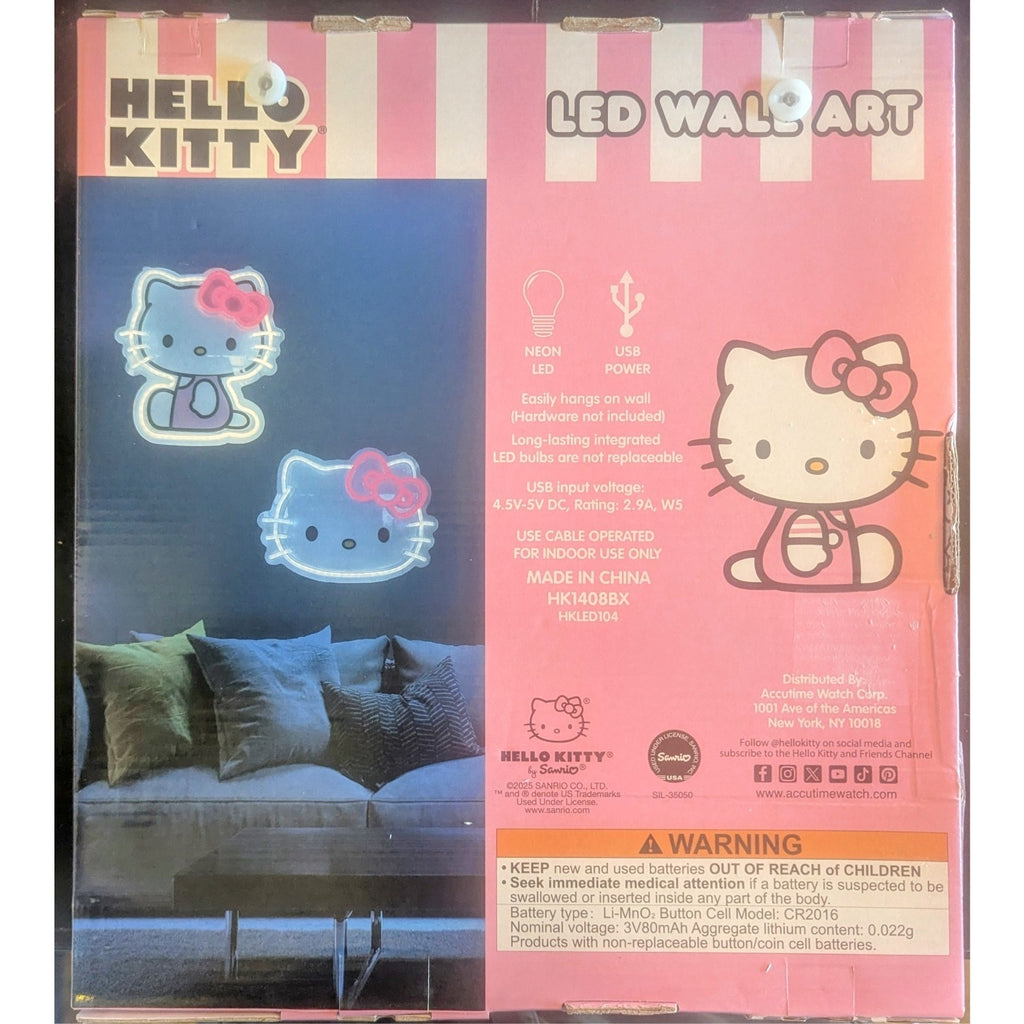 Authentic Sanrio Hello Kitty Neon LED Wall Art USB Powered Sitting Pink Bow