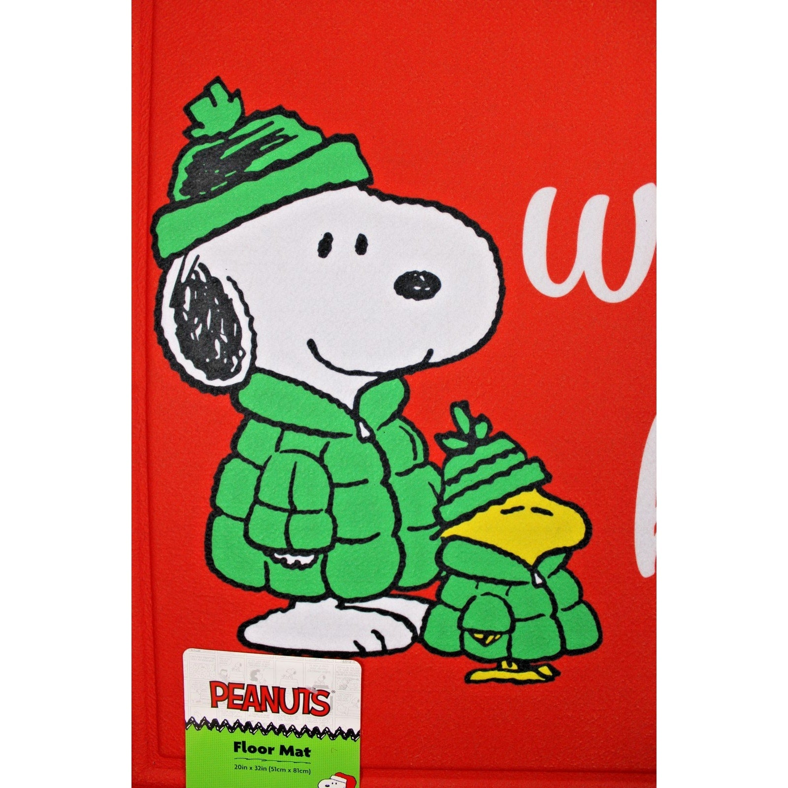 PEANUTS Snoopy Green Puffer Jacket Welcome to our Home Floor Mat 20”X32”