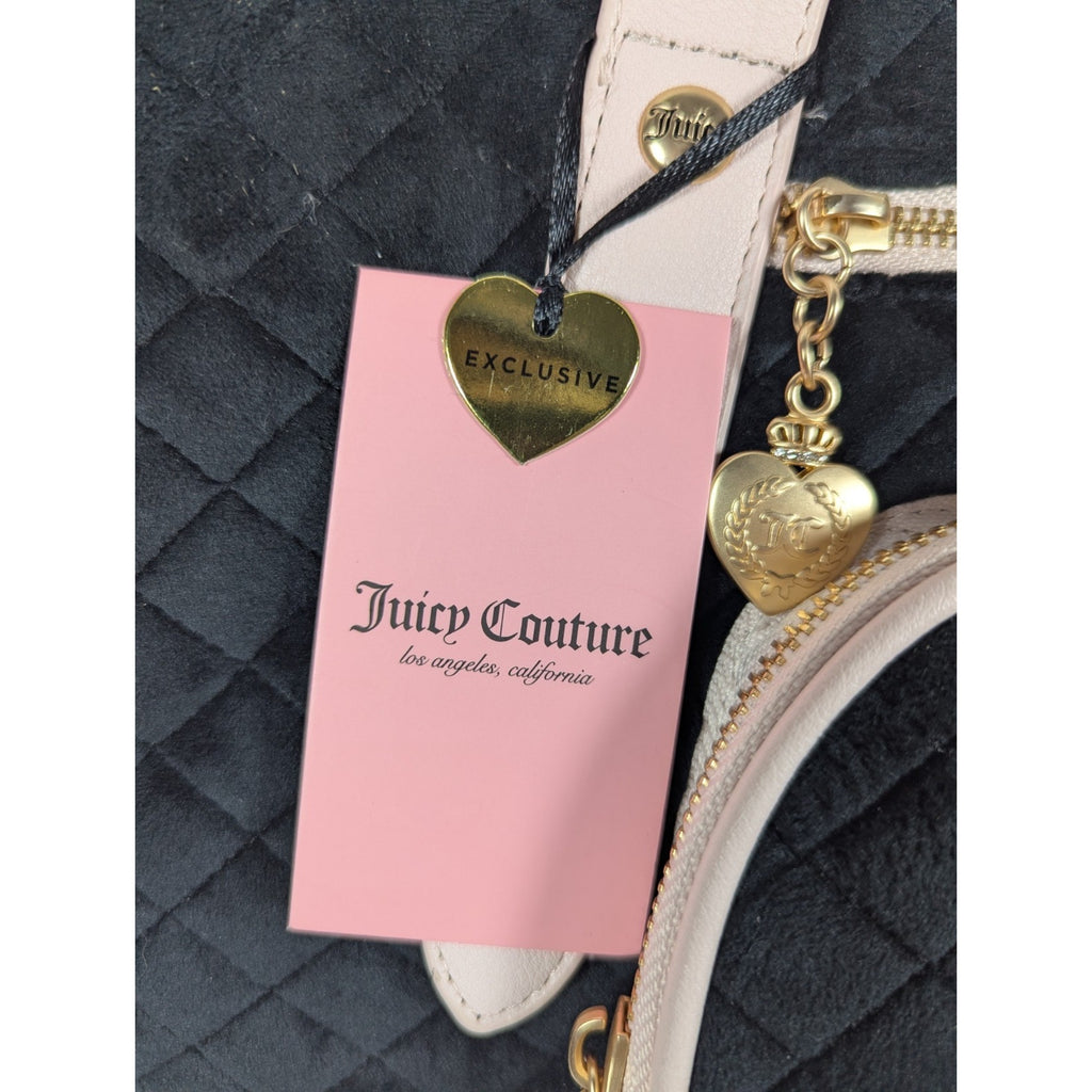 Juicy Couture Juicy Tale Weekender Tote Bag Black Pink Quilted Bow Bag Y2K NWT