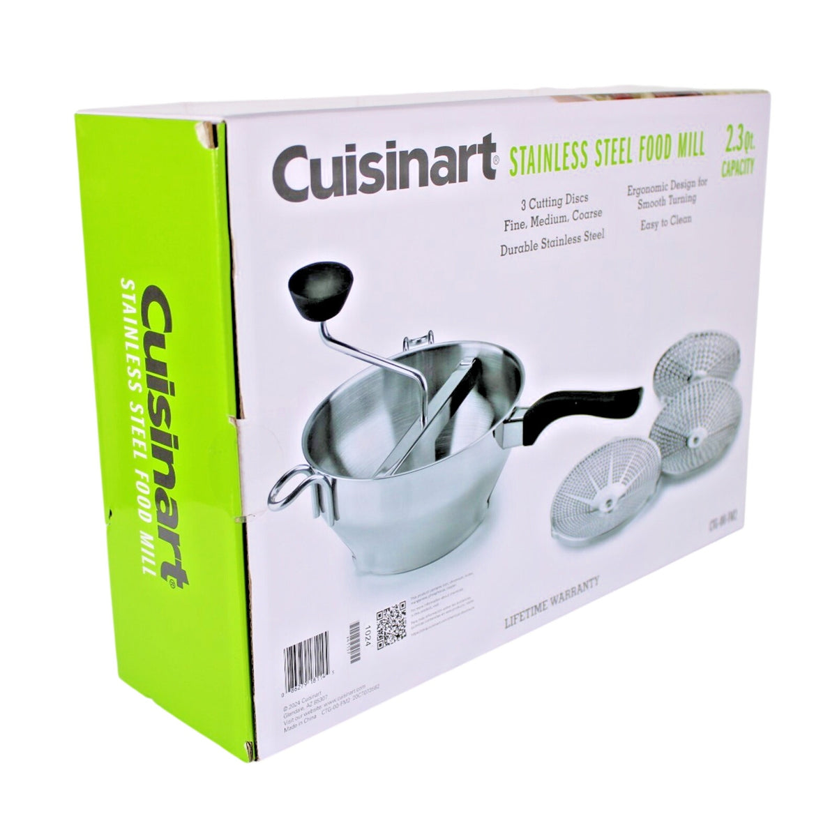 Cuisinart Stainless Steel Food Mill 2.3 Qt-3 Cutting Discs Fine, Medium, Coarse