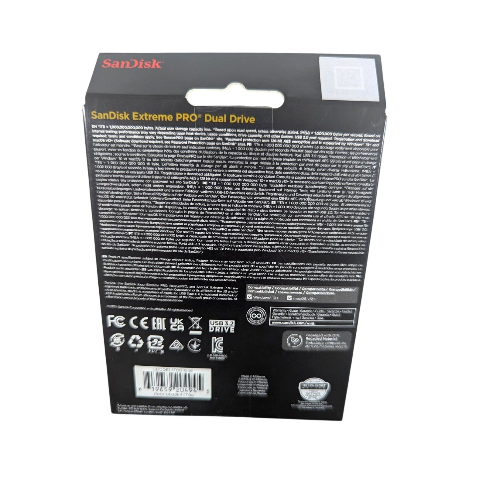SanDisk Extreme PRO 1TB Dual Drive USB Type-A and USB C 1000mb/s NEW