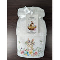 Easter Blessing Beaded Bunny Floral Hand Towels Set of 2, 16x28" 100% Cotton