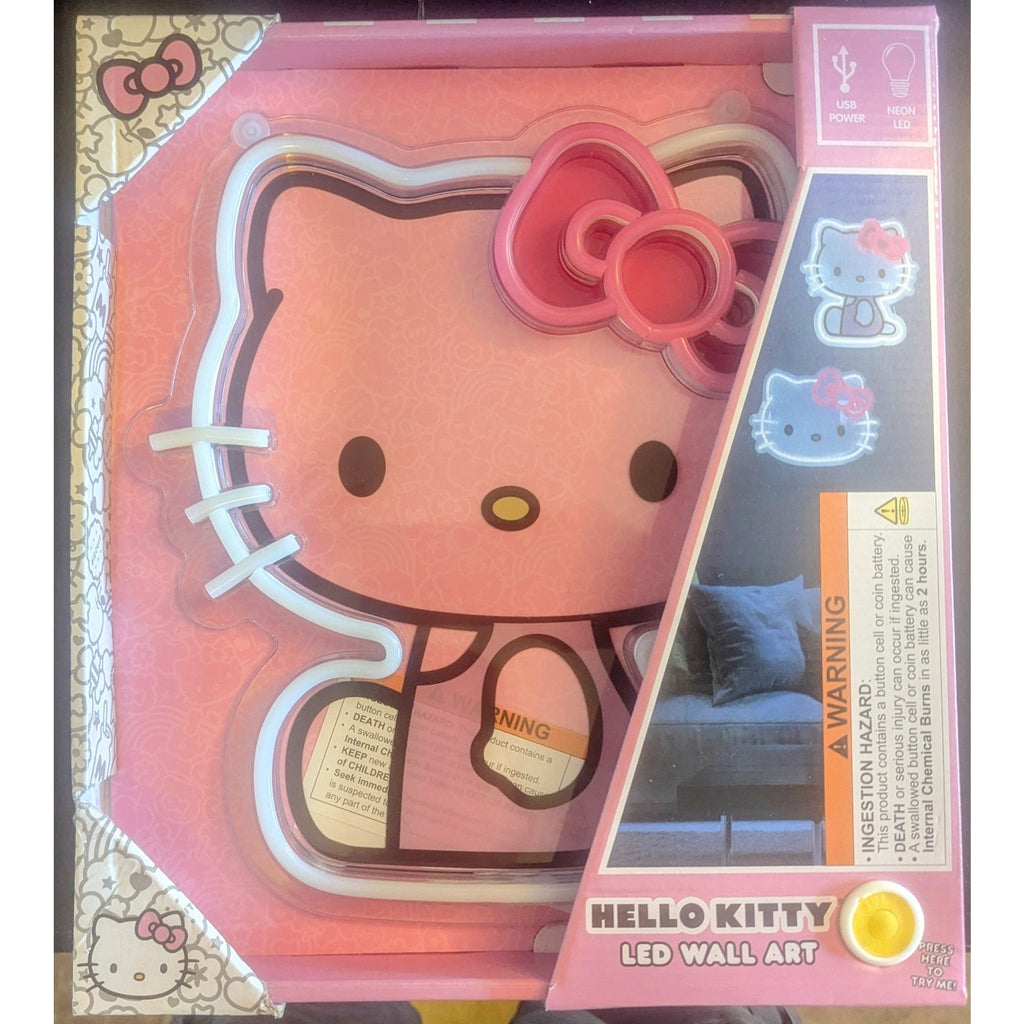 Authentic Sanrio Hello Kitty Neon LED Wall Art USB Powered Sitting Pink Bow
