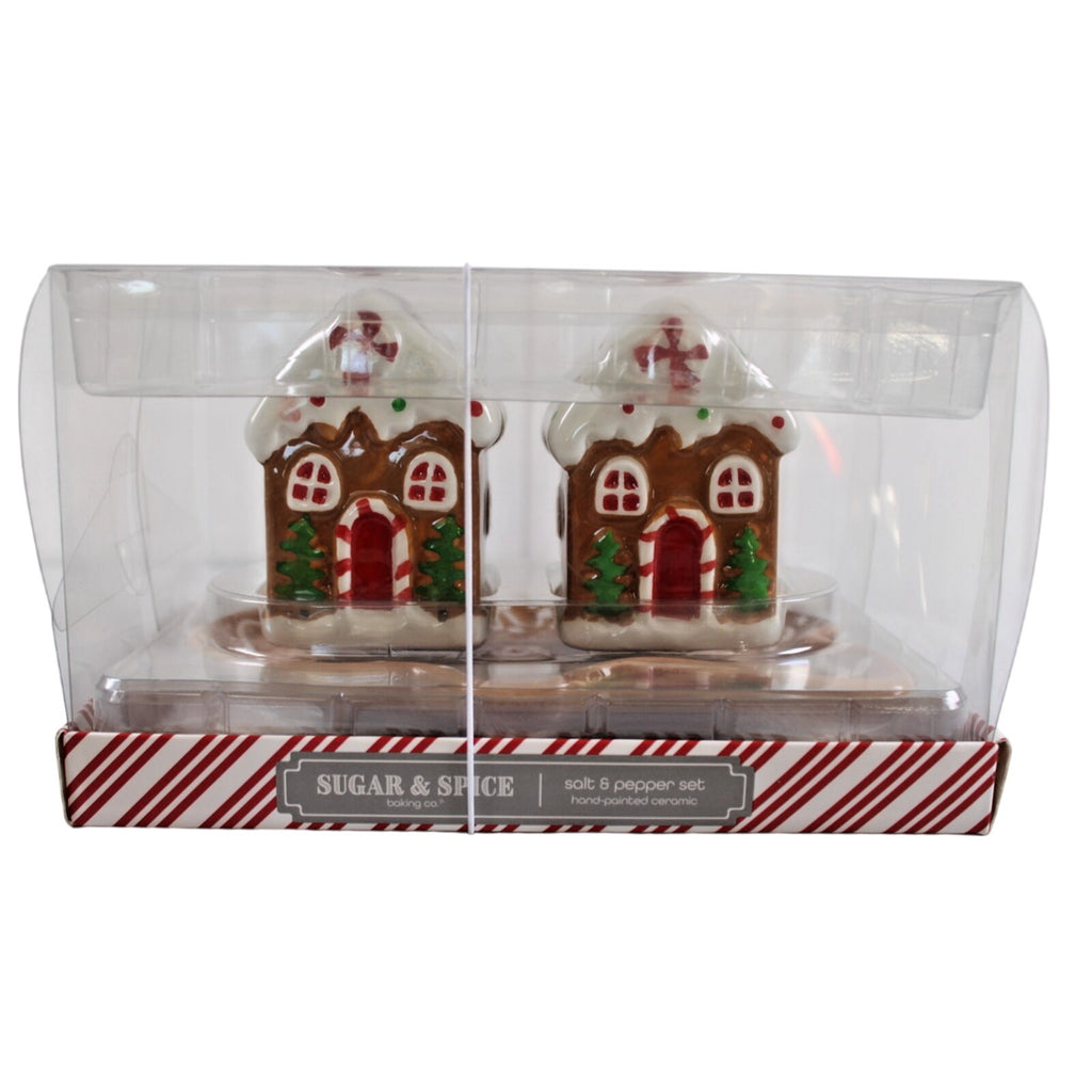 3 pc. Christmas Gingerbread House Salt & Pepper Shakers & Spoon Rest Set