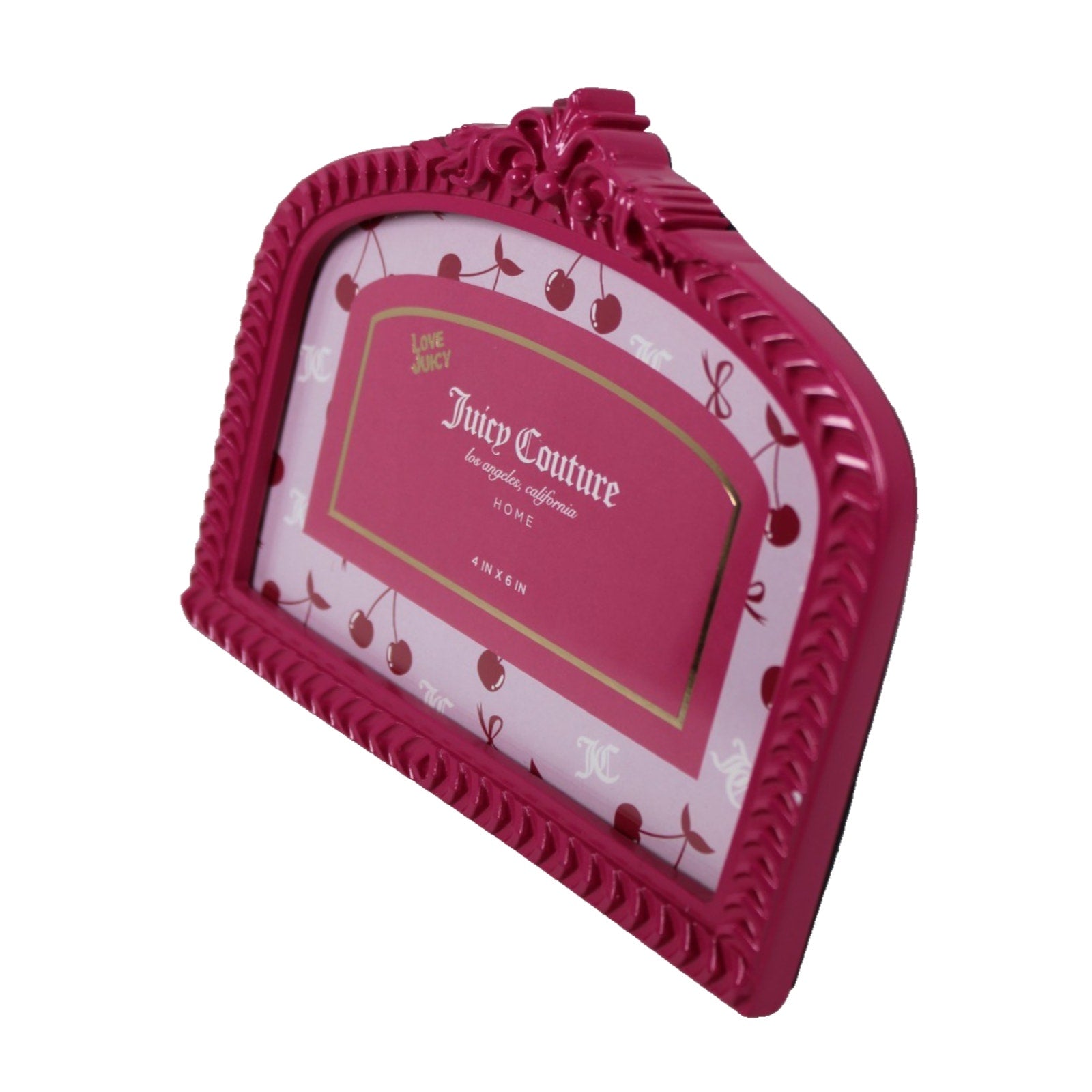 Juicy Couture Home Gothic 4 X 6 Picture Frame Pink, rear easel.