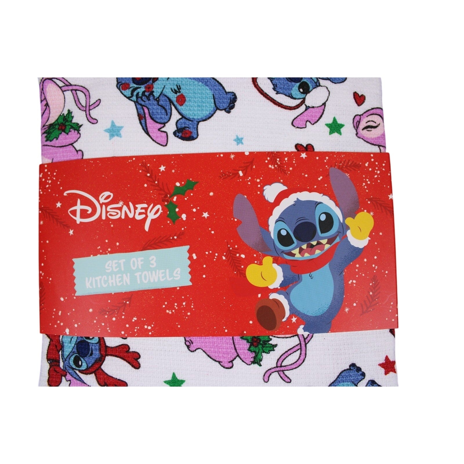 Disney Stitch & Angel Cotton Kitchen Towels – Set of 3 – Christmas Holid fun day