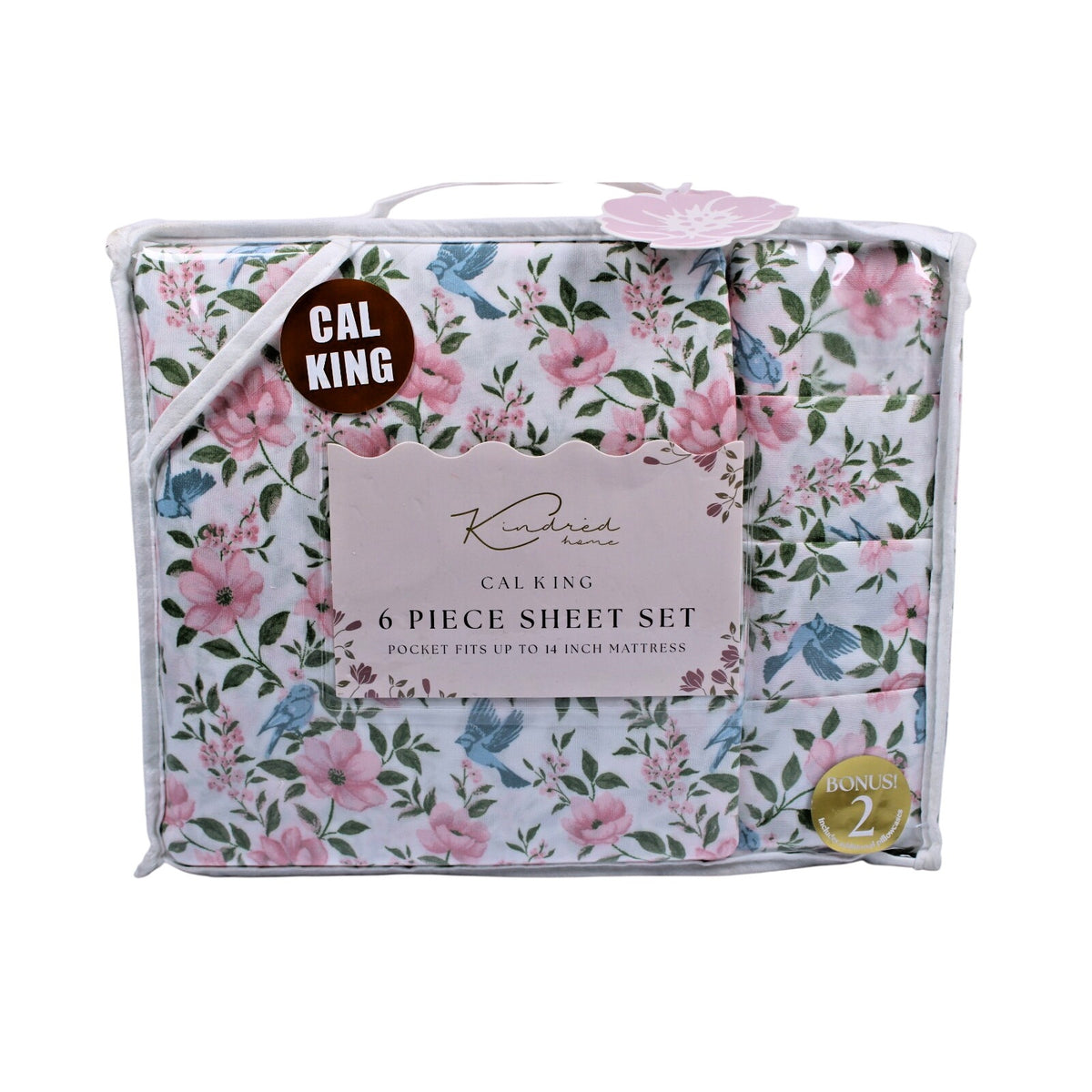 KINDRED HOME 6 pc Floral design Cal King Sheet Set 2 EX Pillowcases