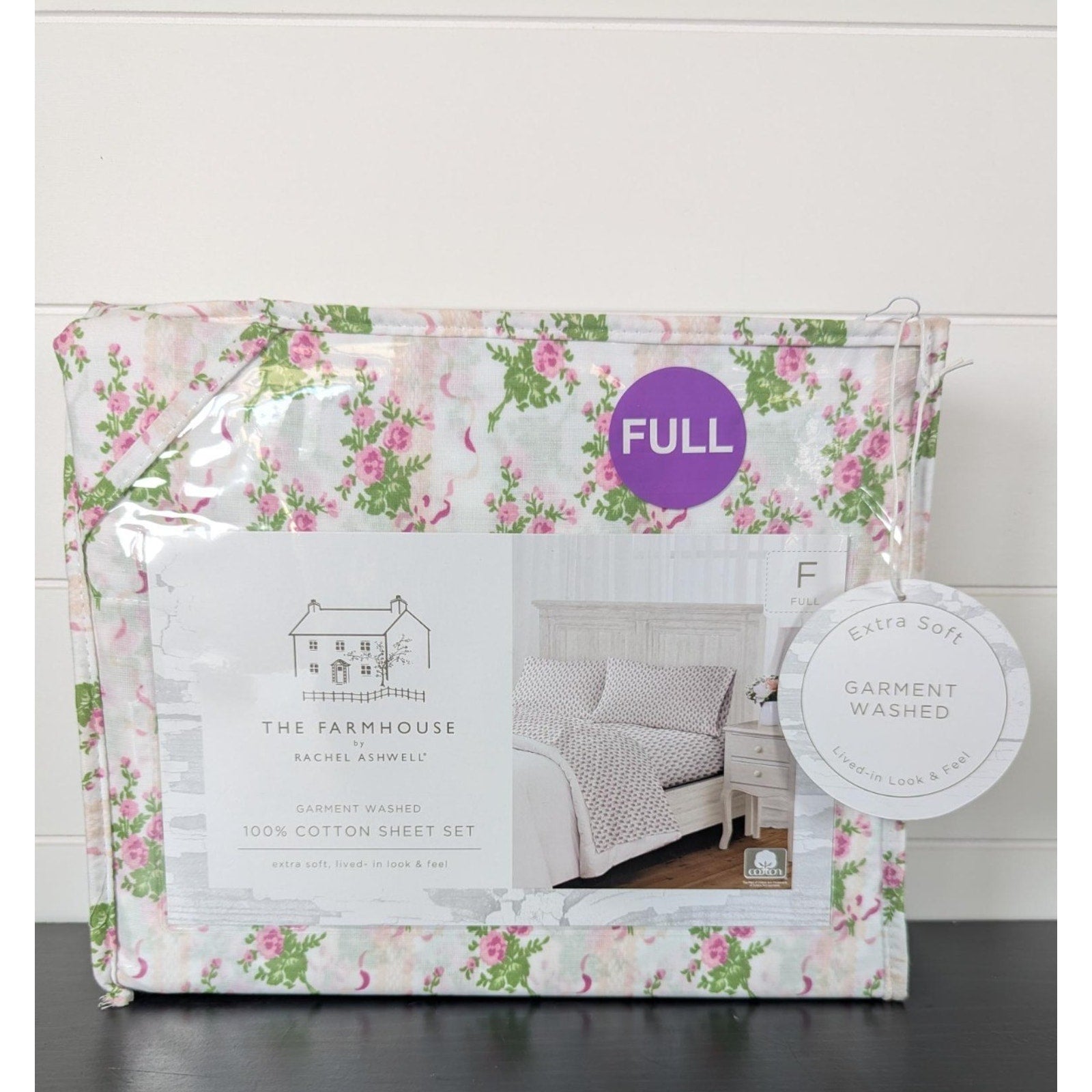 The Farmhouse Rachel Ashwell 100% Cotton Roses Floral FULL Sheets NEW