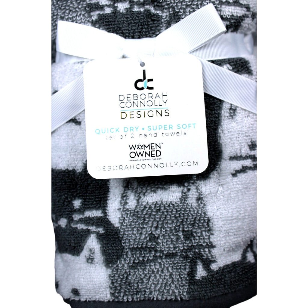 Deborah Connolly Cats Bath Towel Set 4pc Towel Bath Set White Black Grey, SOFT