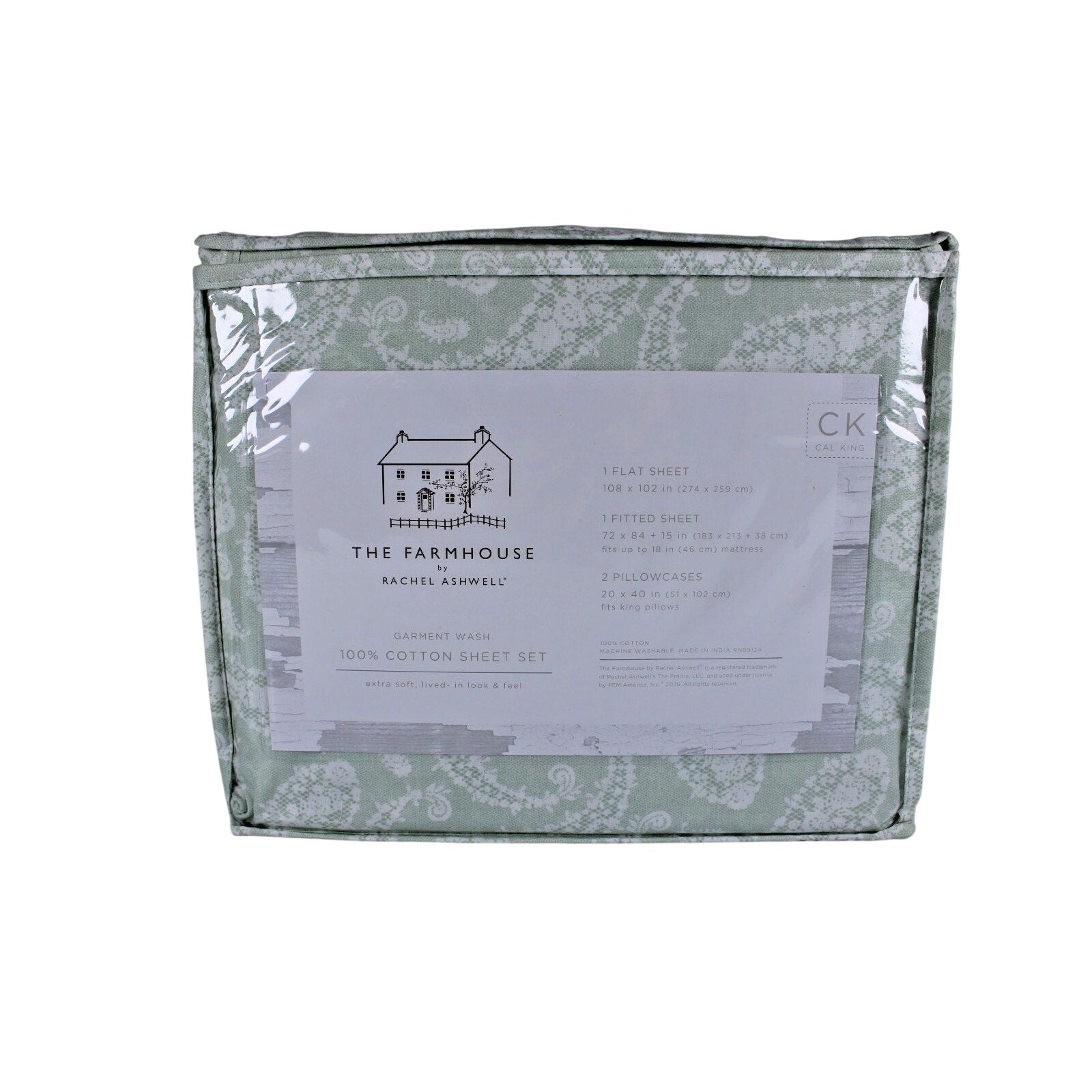The Farmhouse Rachel Ashwell Floral Cal King Sheet Set Green
