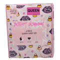 Betsey Johnson 6 Piece Pink - Candy Corn Hearts Fangs QUEEN Sheet Set Halloween