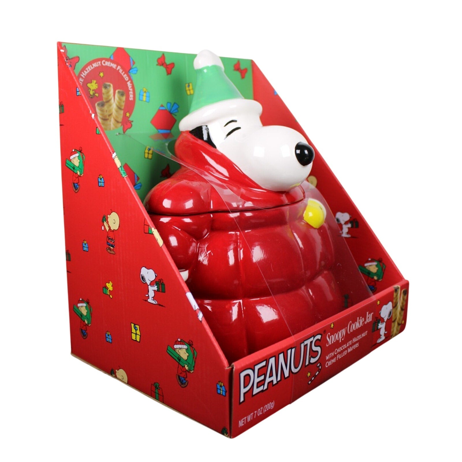 Peanuts Snoopy & Woodstock Red Puffer Jacket Cookie Jar Canister Christmas