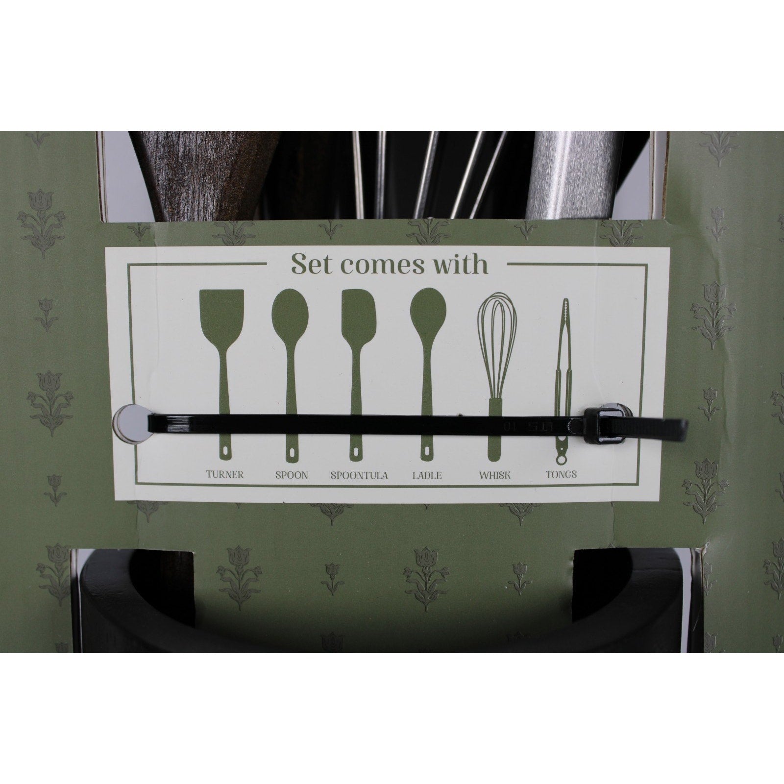 7-piece Walnut Wooden Kitchen Utensil Set - Includes a rotating holder