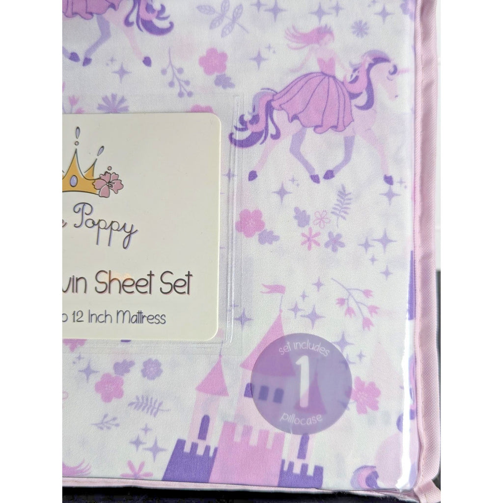 Little Poppy- Castles, Unicorns, Princes, 3-pc TWIN Sheet Set - New