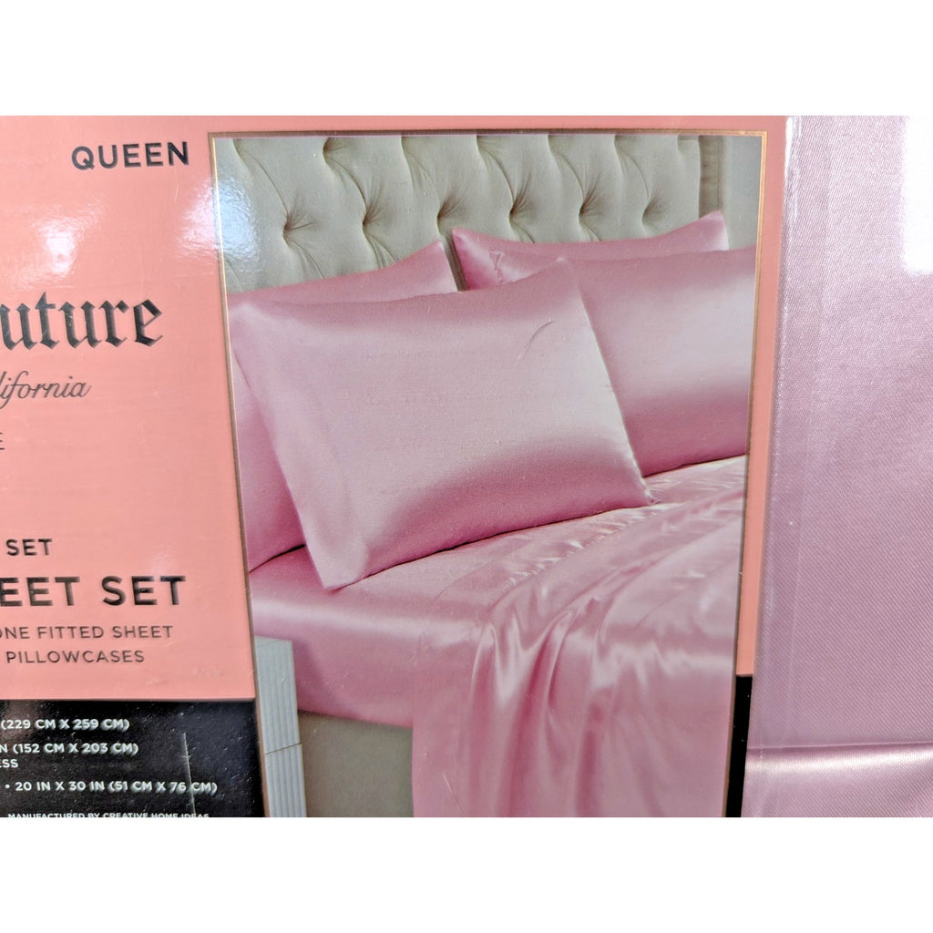 Juicy Couture Hot Pink Satin Queen Sheet Set 6 Piece Cristal Collection