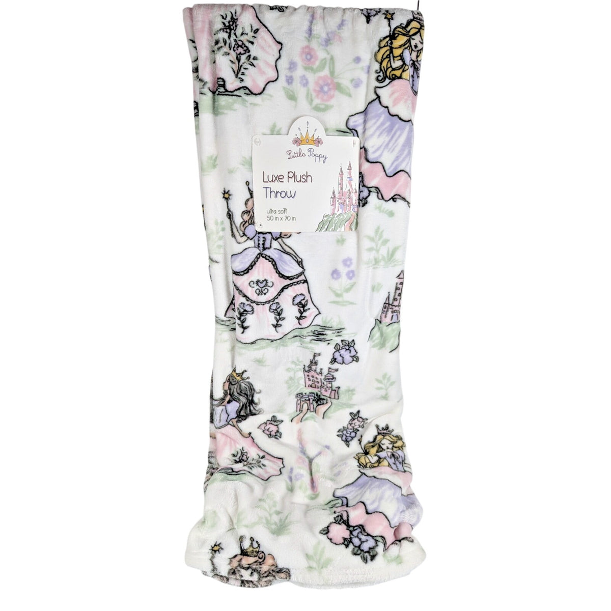 Little Poppy Luxe Plush Throw 50"x70" Princess, Castle, Floral Ultra Soft, NEW