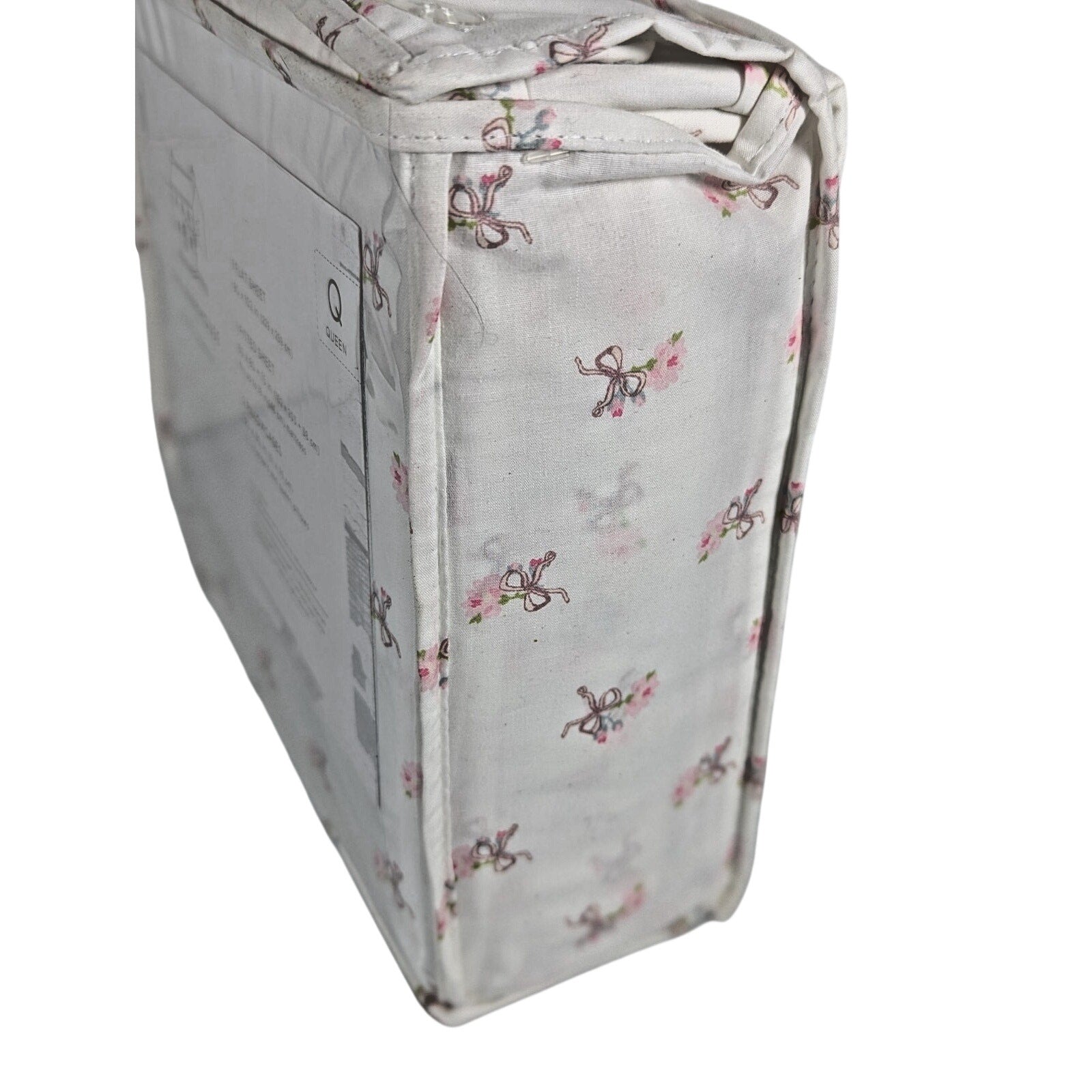 The Farmhouse Rachel Ashwell Pink Rose, Bows, Floral Queen Sheet Set, NEW