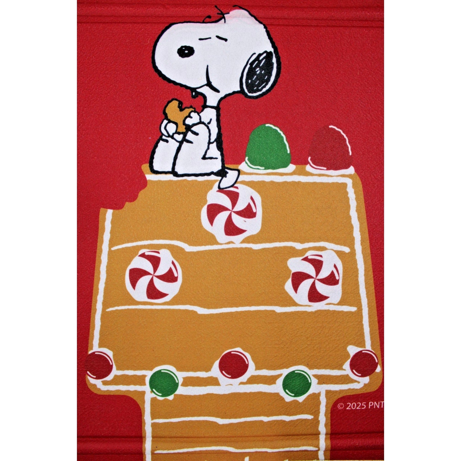 PEANUTS Snoopy Eating a Gingerbread Doghouse, Candy Gumdrops Floor Mat 20"x32"